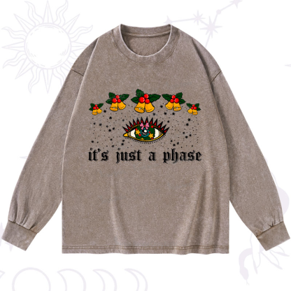Purplehecate Christmas It's Just A Phase Washed Long Sleeve Shirt