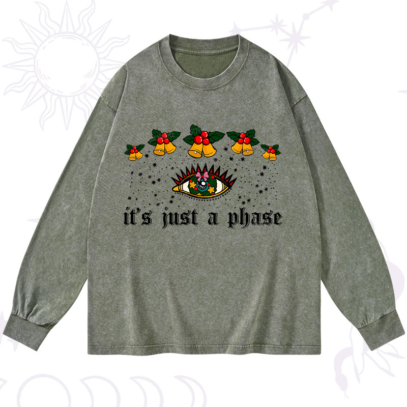 Purplehecate Christmas It's Just A Phase Washed Long Sleeve Shirt