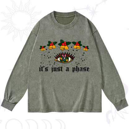 Purplehecate Christmas It's Just A Phase Washed Long Sleeve Shirt