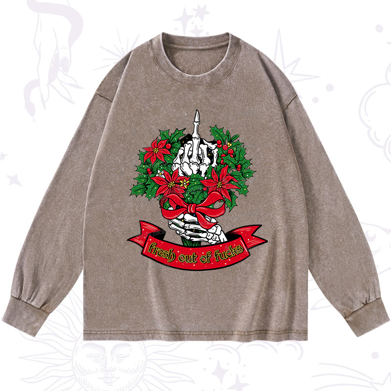Purplehecate Christmas Fresh Out Of Fuck Washed Long Sleeve Shirt