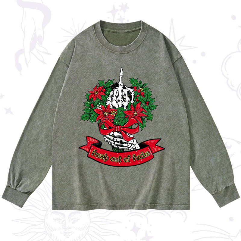 Purplehecate Christmas Fresh Out Of Fuck Washed Long Sleeve Shirt