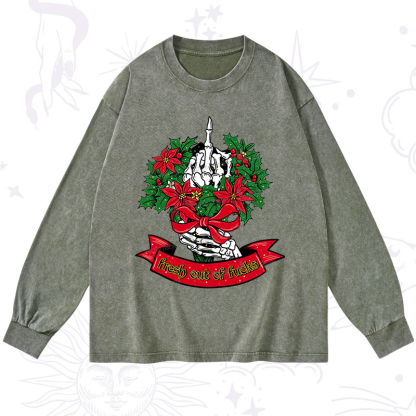 Purplehecate Christmas Fresh Out Of Fuck Washed Long Sleeve Shirt