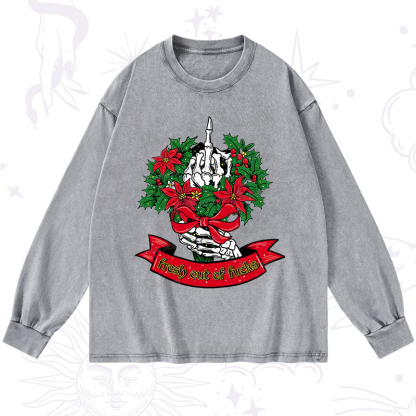 Purplehecate Christmas Fresh Out Of Fuck Washed Long Sleeve Shirt