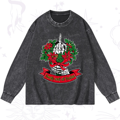 Purplehecate Christmas Fresh Out Of Fuck Washed Long Sleeve Shirt