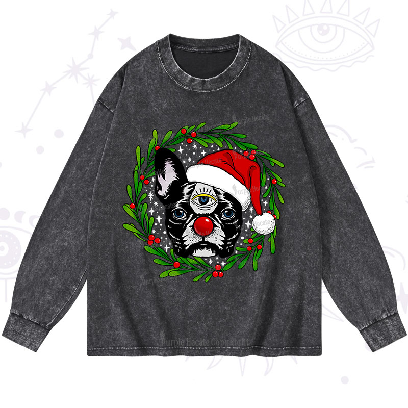Purplehecate Christmas Celestial Canine Washed Long Sleeve Shirt