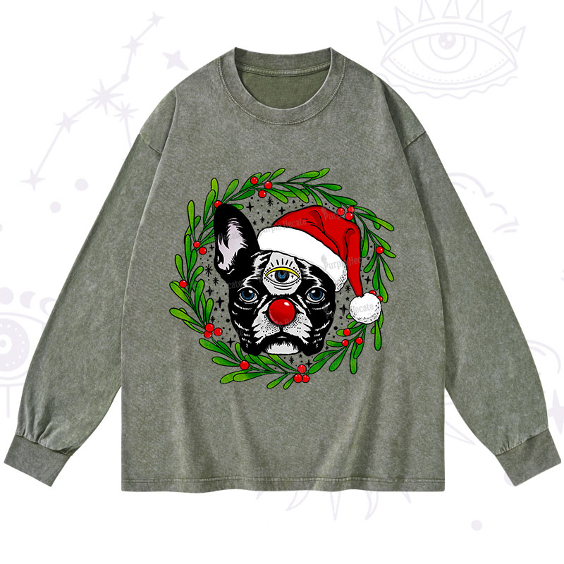 Purplehecate Christmas Celestial Canine Washed Long Sleeve Shirt