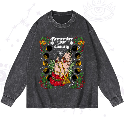 Purplehecate Christmas Remember Your Divinity Washed Long Sleeve Shirt