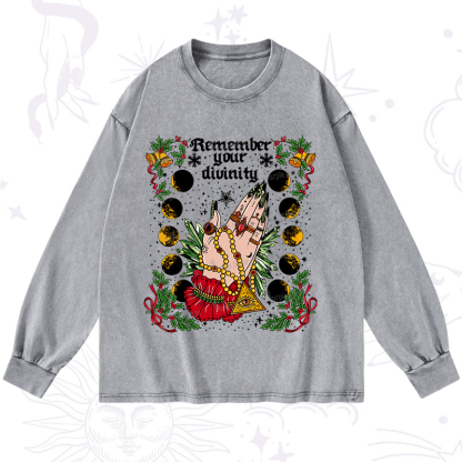 Purplehecate Christmas Remember Your Divinity Washed Long Sleeve Shirt
