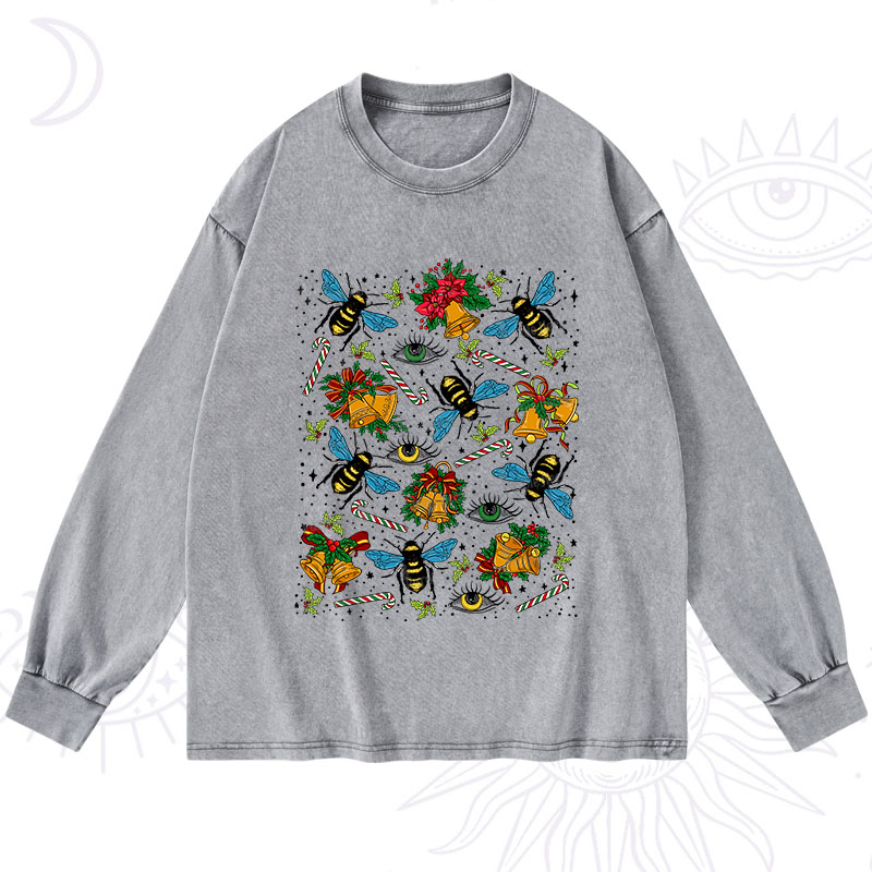 Purplehecate Christmas The Bee's Knees Washed Long Sleeve Shirt