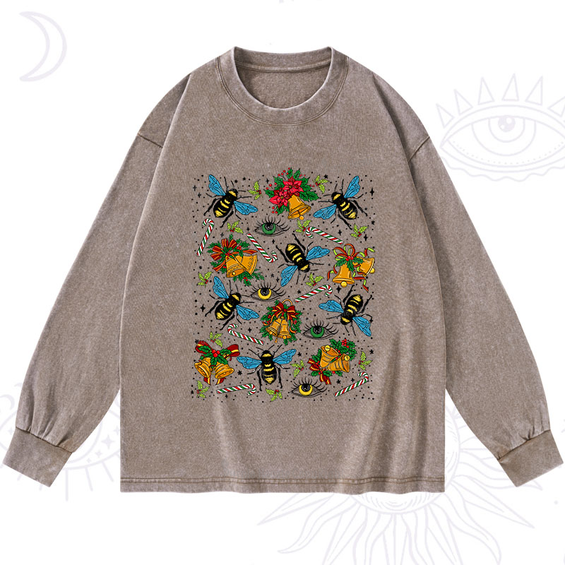 Purplehecate Christmas The Bee's Knees Washed Long Sleeve Shirt