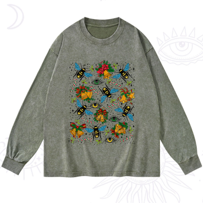 Purplehecate Christmas The Bee's Knees Washed Long Sleeve Shirt