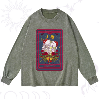 Purplehecate Christmas The Lovers Tarot Washed Long Sleeve Shirt