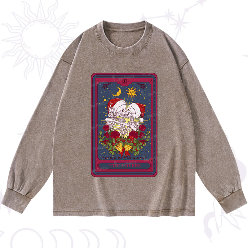 Purplehecate Christmas The Lovers Tarot Washed Long Sleeve Shirt