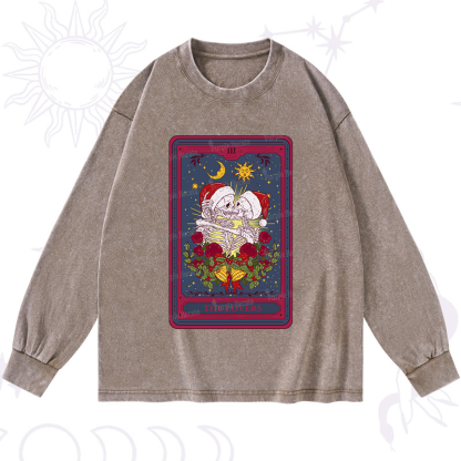 Purplehecate Christmas The Lovers Tarot Washed Long Sleeve Shirt