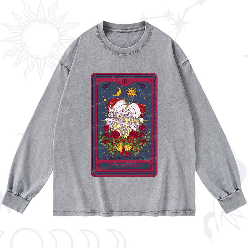 Purplehecate Christmas The Lovers Tarot Washed Long Sleeve Shirt