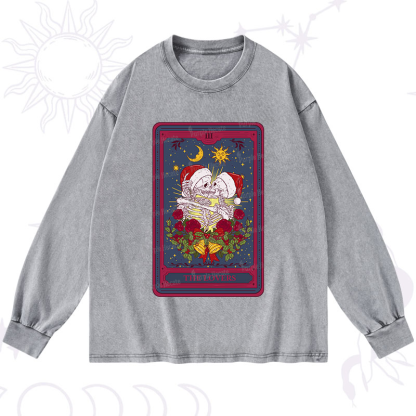 Purplehecate Christmas The Lovers Tarot Washed Long Sleeve Shirt
