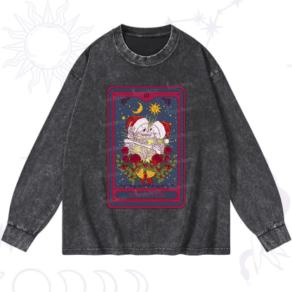 Purplehecate Christmas The Lovers Tarot Washed Long Sleeve Shirt