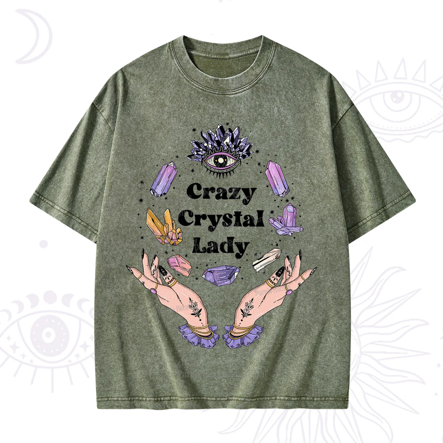 Purplehecate Crazy Crystal Lady Washed T-Shirt