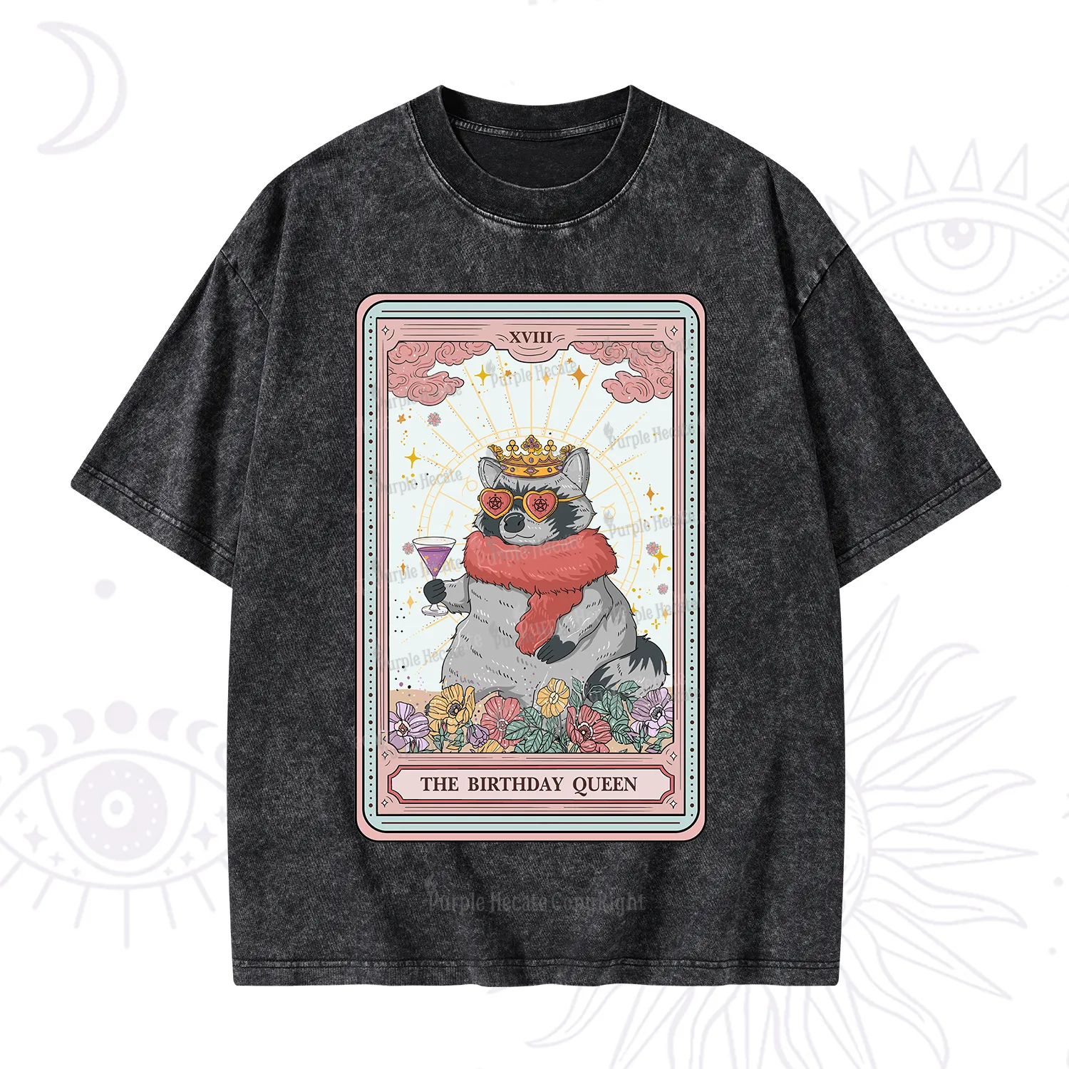 Purplehecate The Birthday Queen Tarot Washed T-Shirt