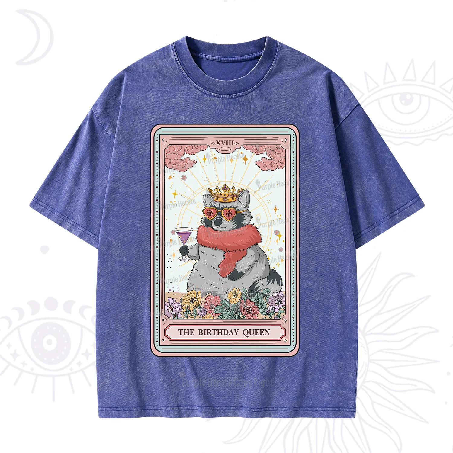 Purplehecate The Birthday Queen Tarot Washed T-Shirt