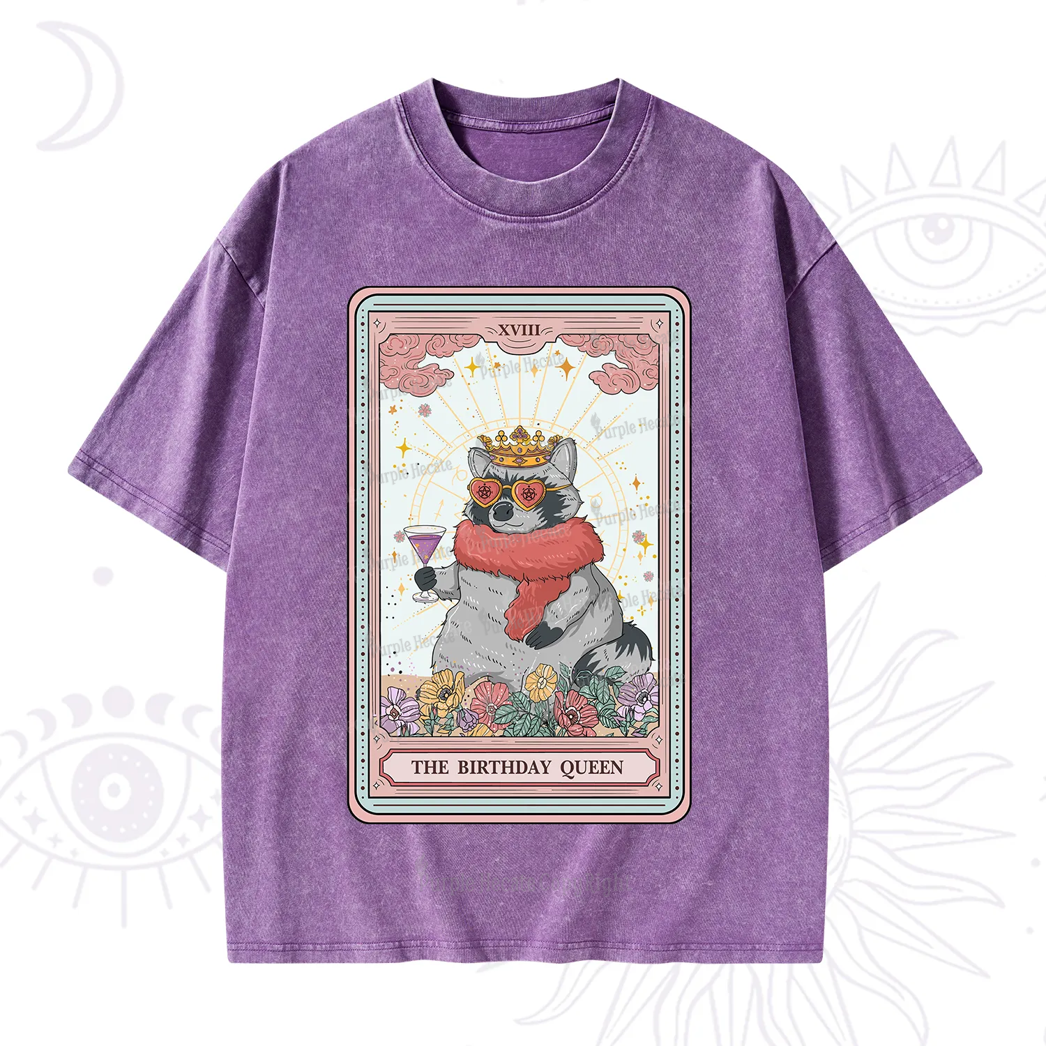 Purplehecate The Birthday Queen Tarot Washed T-Shirt