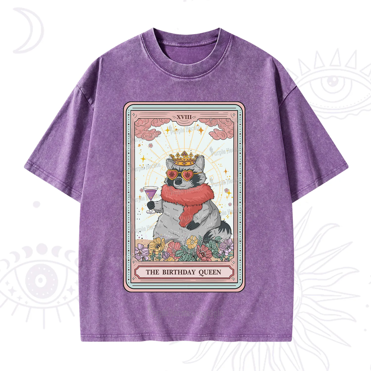 Purplehecate The Birthday Queen Tarot Washed T-Shirt