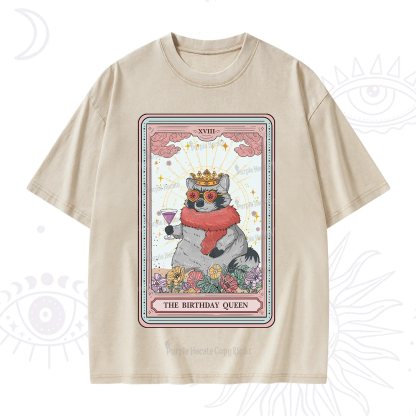 Purplehecate The Birthday Queen Tarot Washed T-Shirt