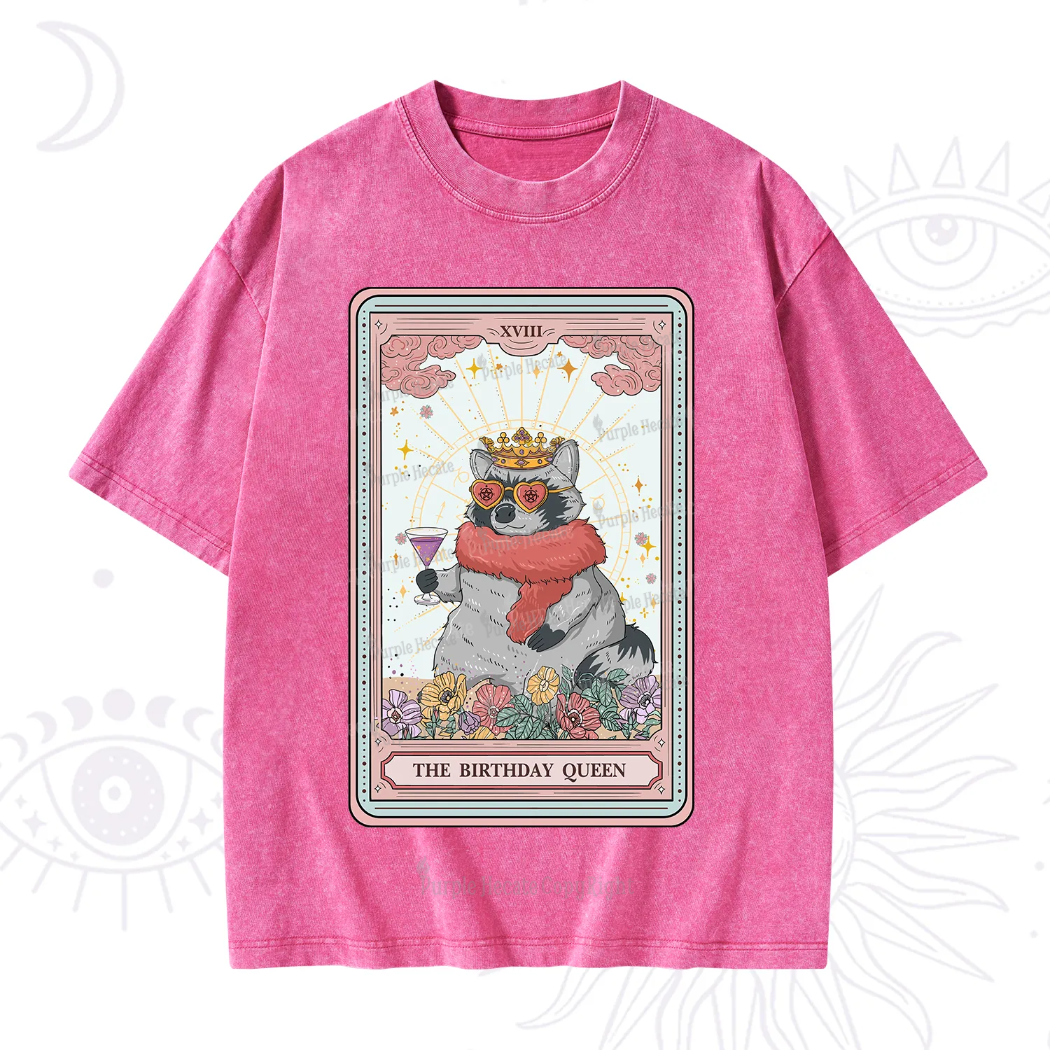 Purplehecate The Birthday Queen Tarot Washed T-Shirt