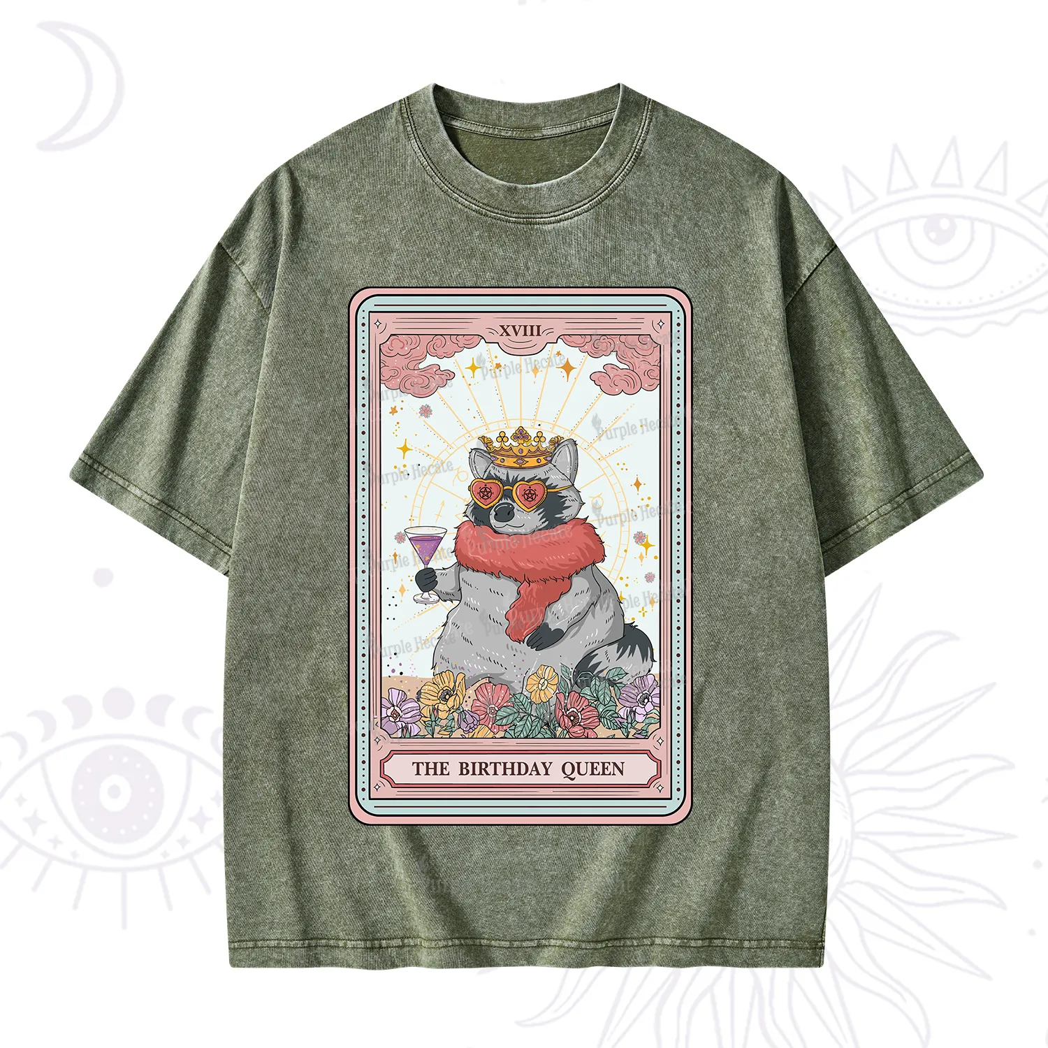 Purplehecate The Birthday Queen Tarot Washed T-Shirt