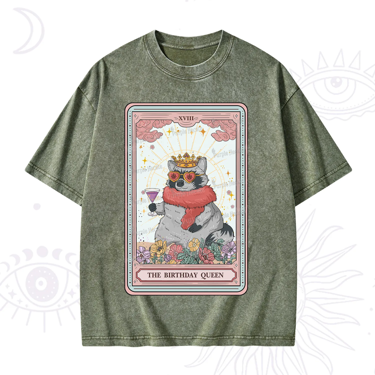 Purplehecate The Birthday Queen Tarot Washed T-Shirt