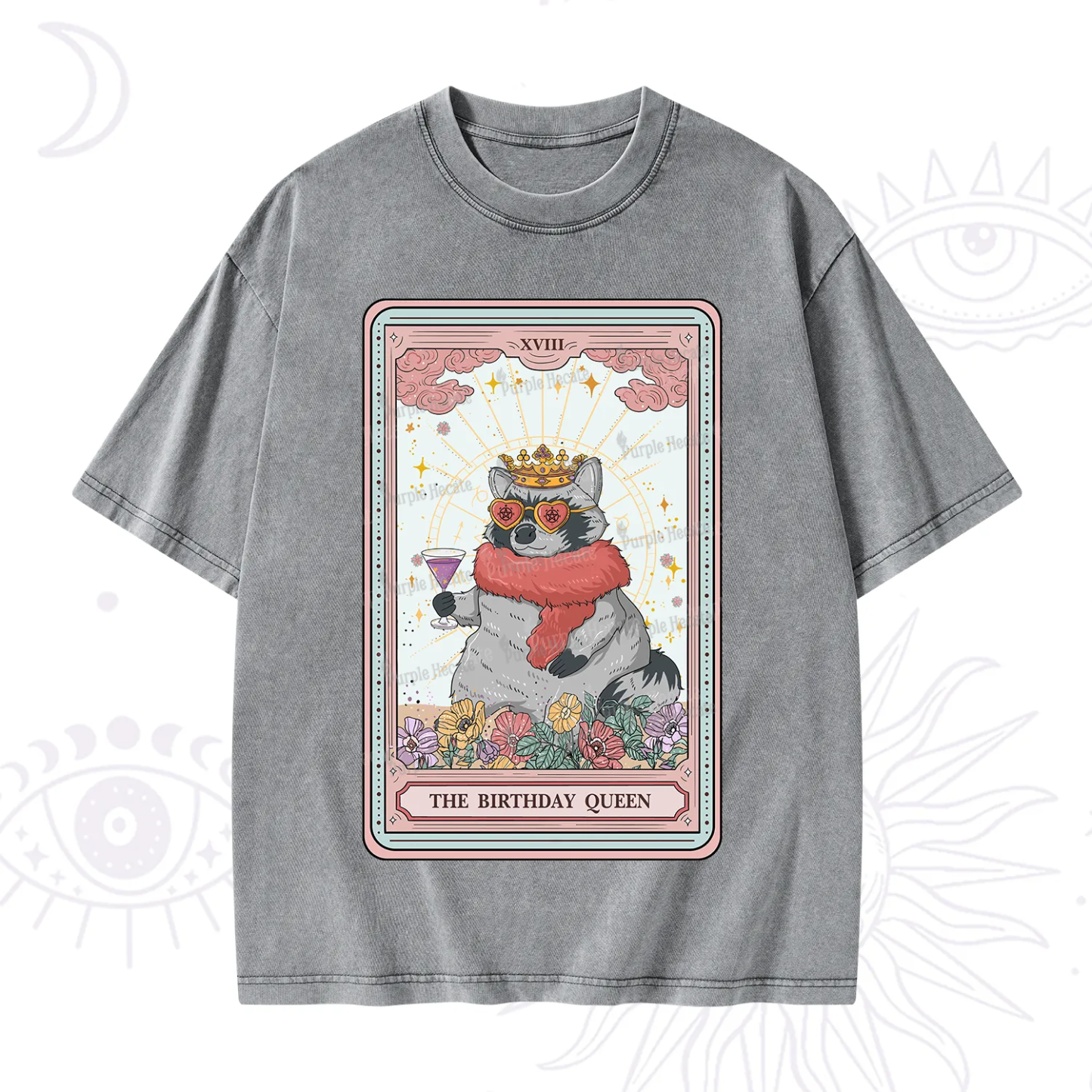 Purplehecate The Birthday Queen Tarot Washed T-Shirt