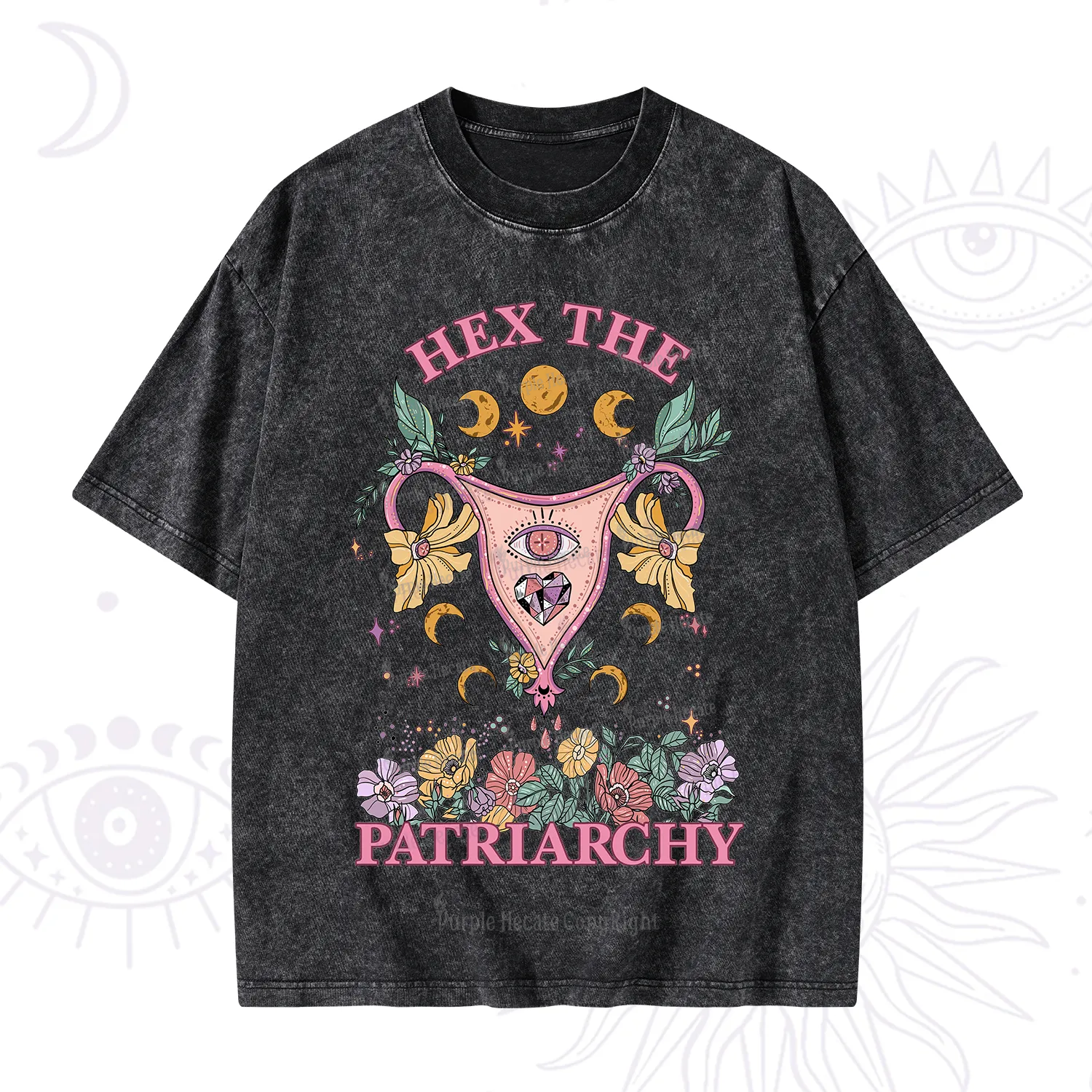 Purplehecate Hex the Patriarchy Feminist Power Washed T-Shirt