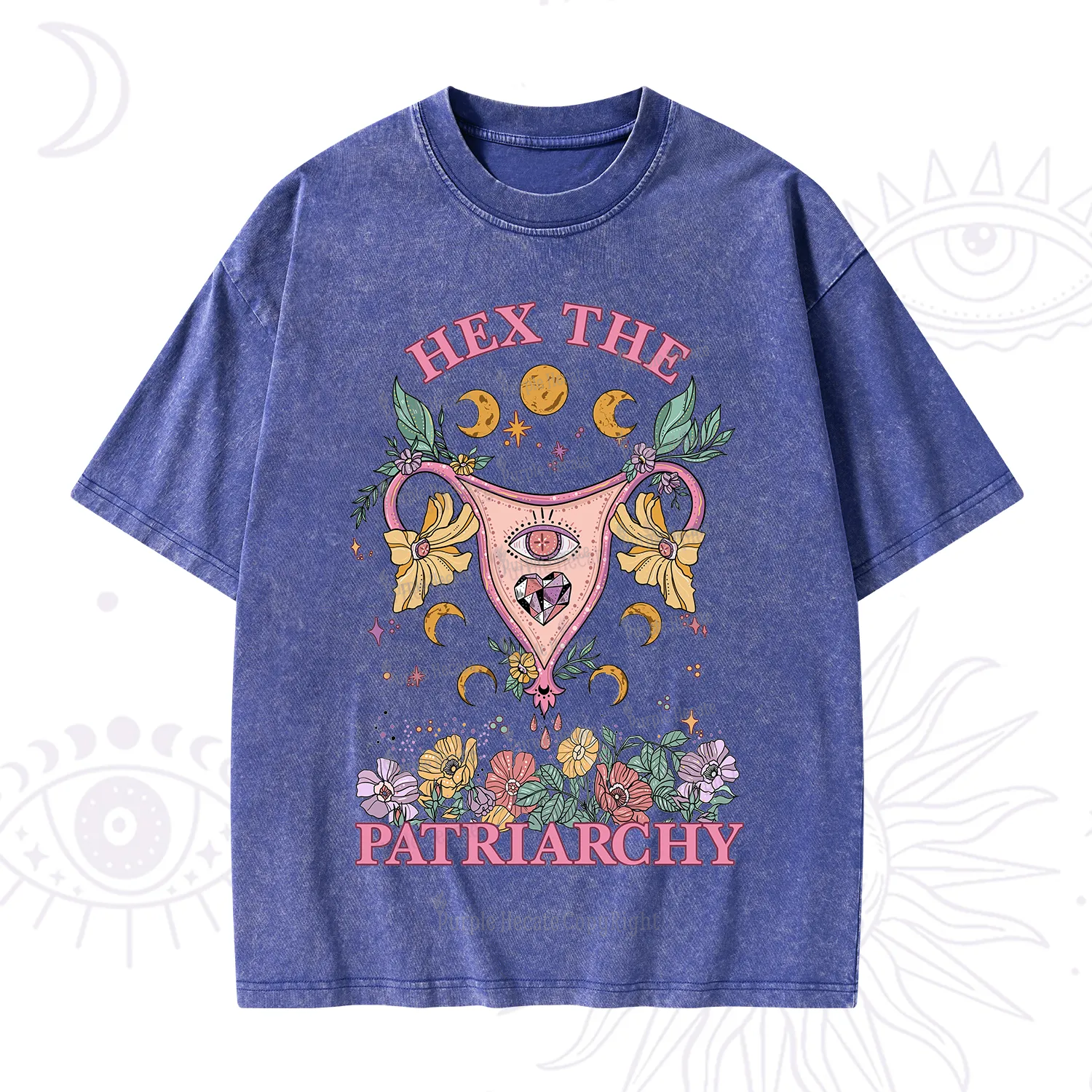Purplehecate Hex the Patriarchy Feminist Power Washed T-Shirt