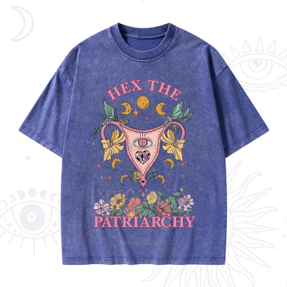 Purplehecate Hex the Patriarchy Feminist Power Washed T-Shirt