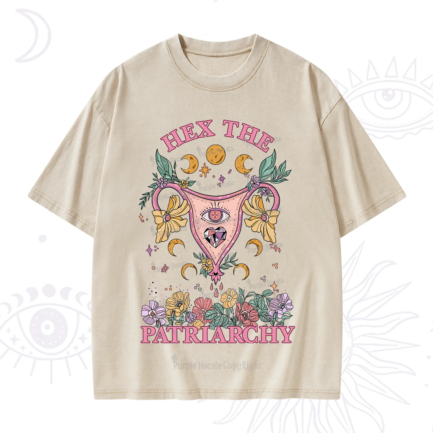 Purplehecate Hex the Patriarchy Feminist Power Washed T-Shirt