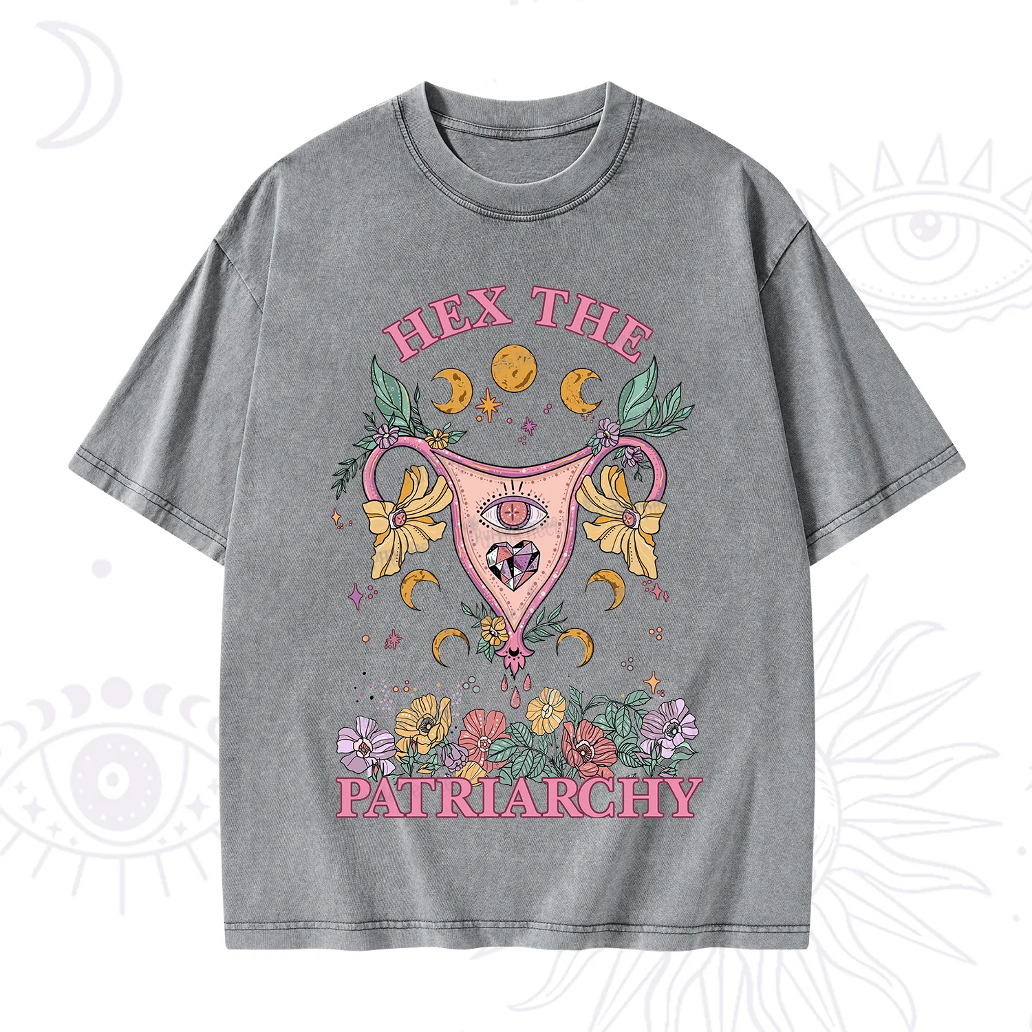 Purplehecate Hex the Patriarchy Feminist Power Washed T-Shirt