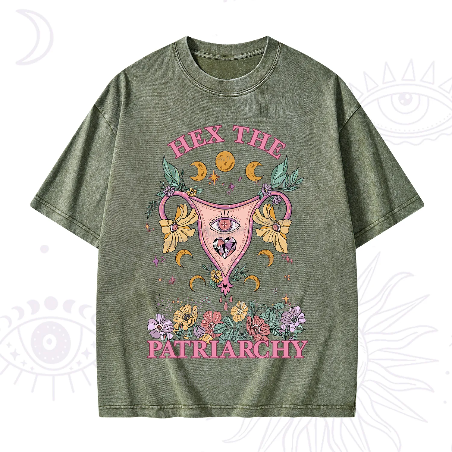 Purplehecate Hex the Patriarchy Feminist Power Washed T-Shirt