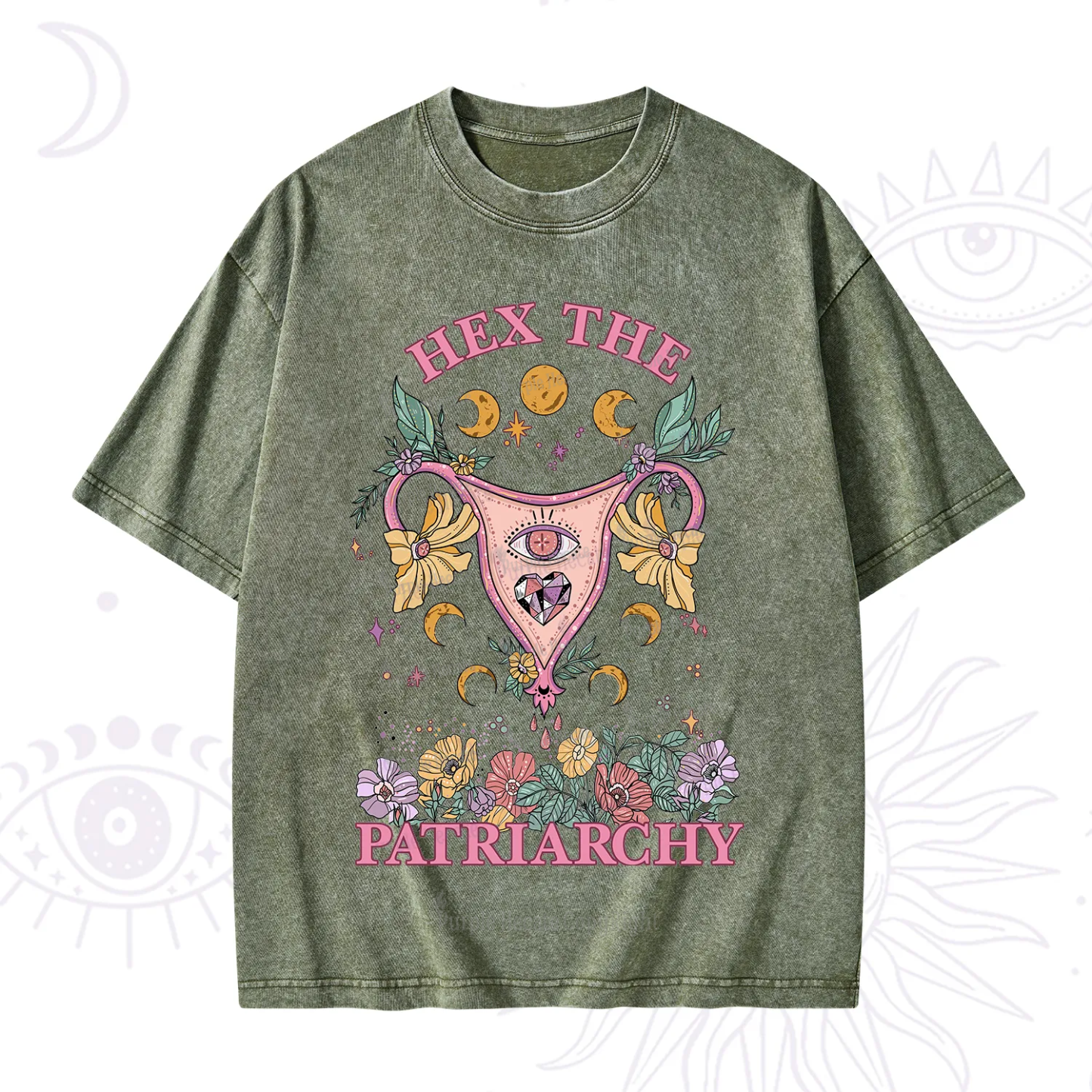 Purplehecate Hex the Patriarchy Feminist Power Washed T-Shirt