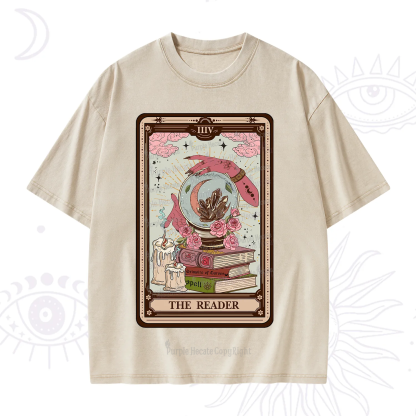 Purplehecate The Reader Tarot Witch Vibes Washed T-Shirt