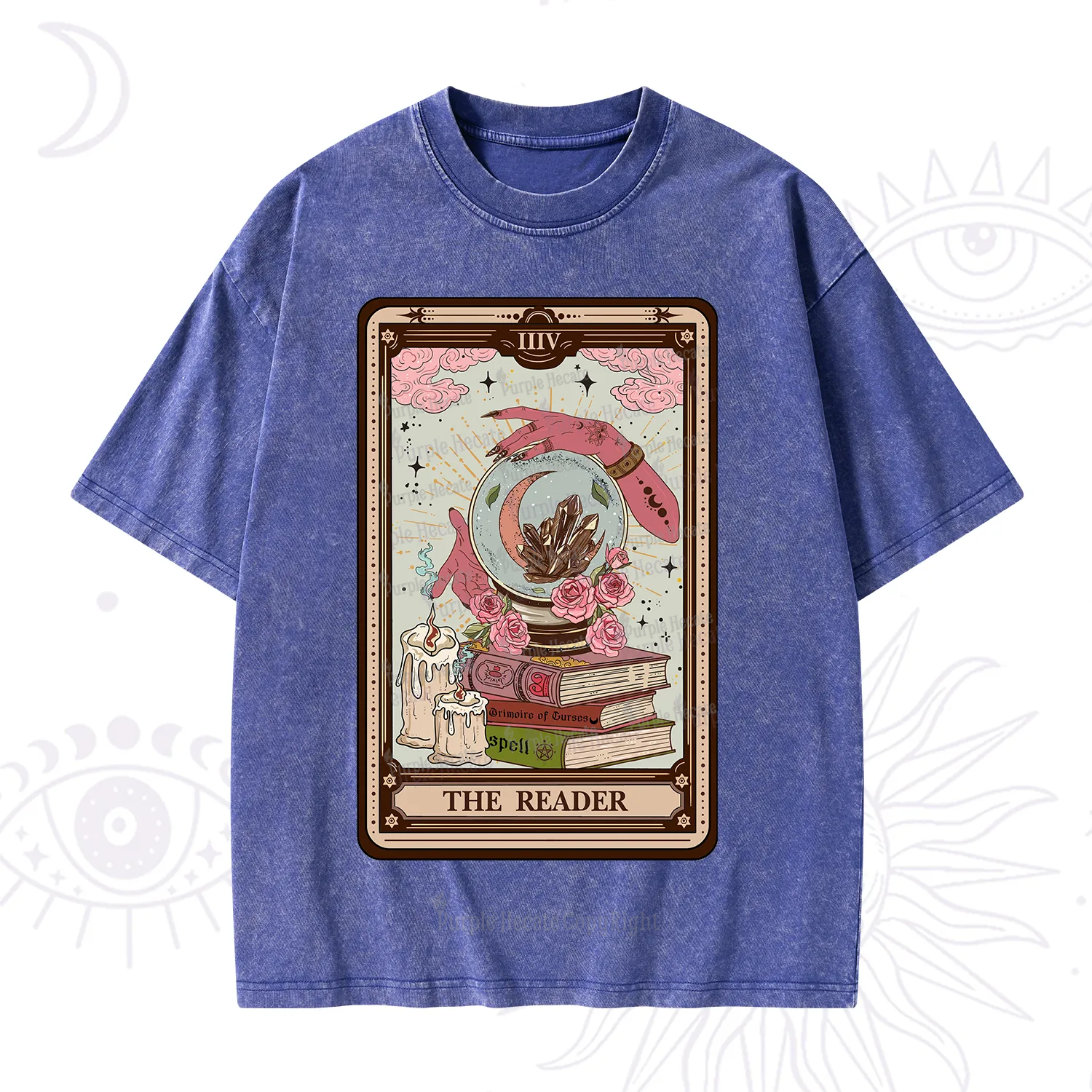 Purplehecate The Reader Tarot Witch Vibes Washed T-Shirt