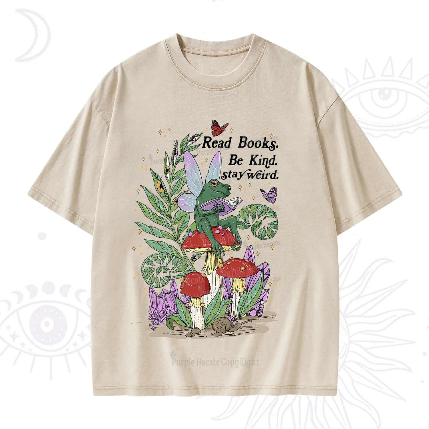 Purplehecate Read Books Be Kind Stay Weird Washed T-Shirt