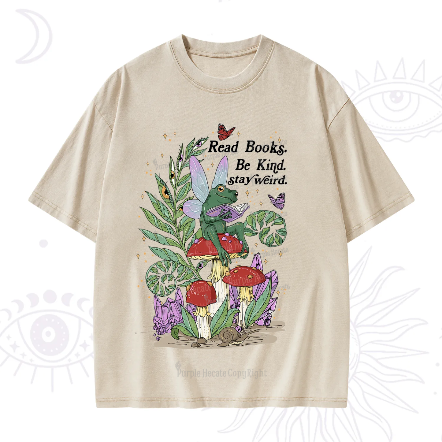 Purplehecate Read Books Be Kind Stay Weird Washed T-Shirt
