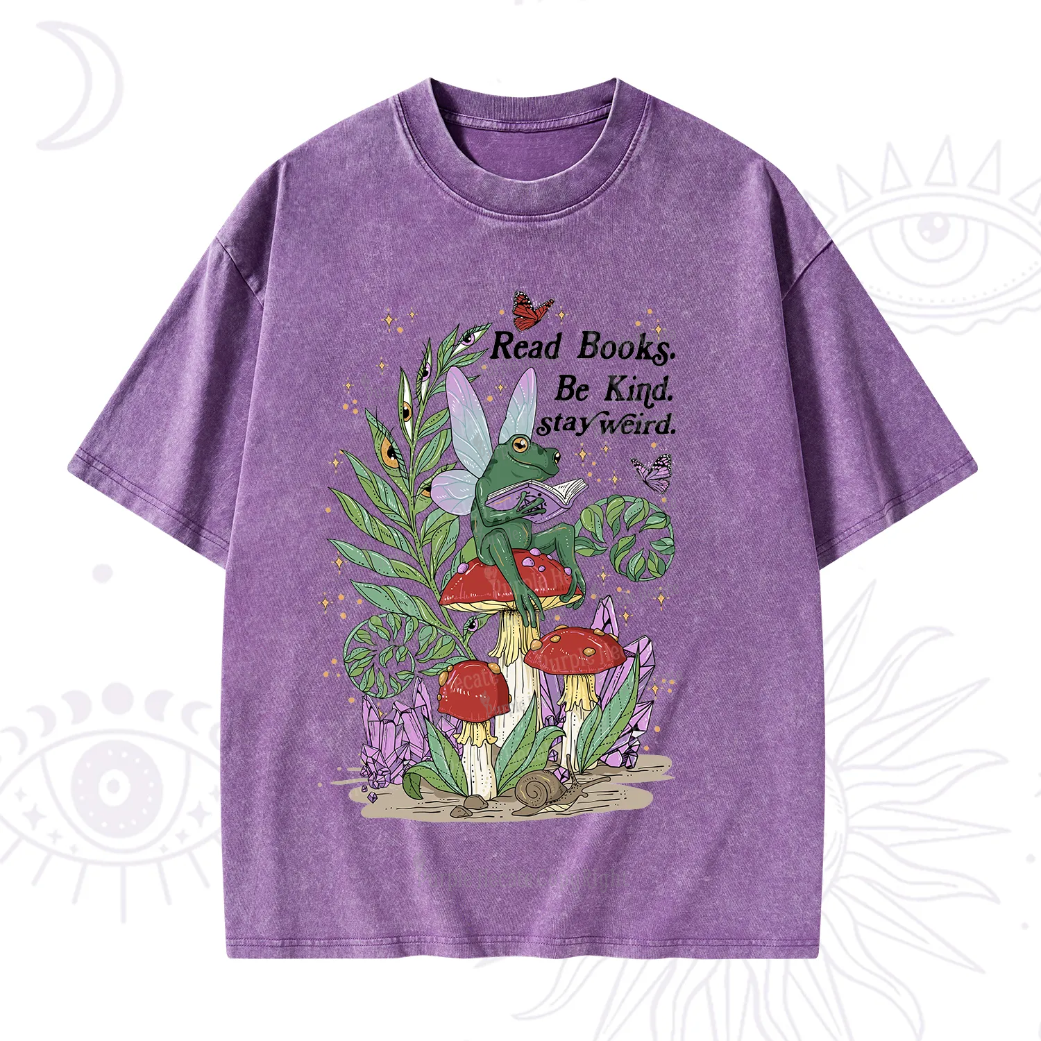 Purplehecate Read Books Be Kind Stay Weird Washed T-Shirt