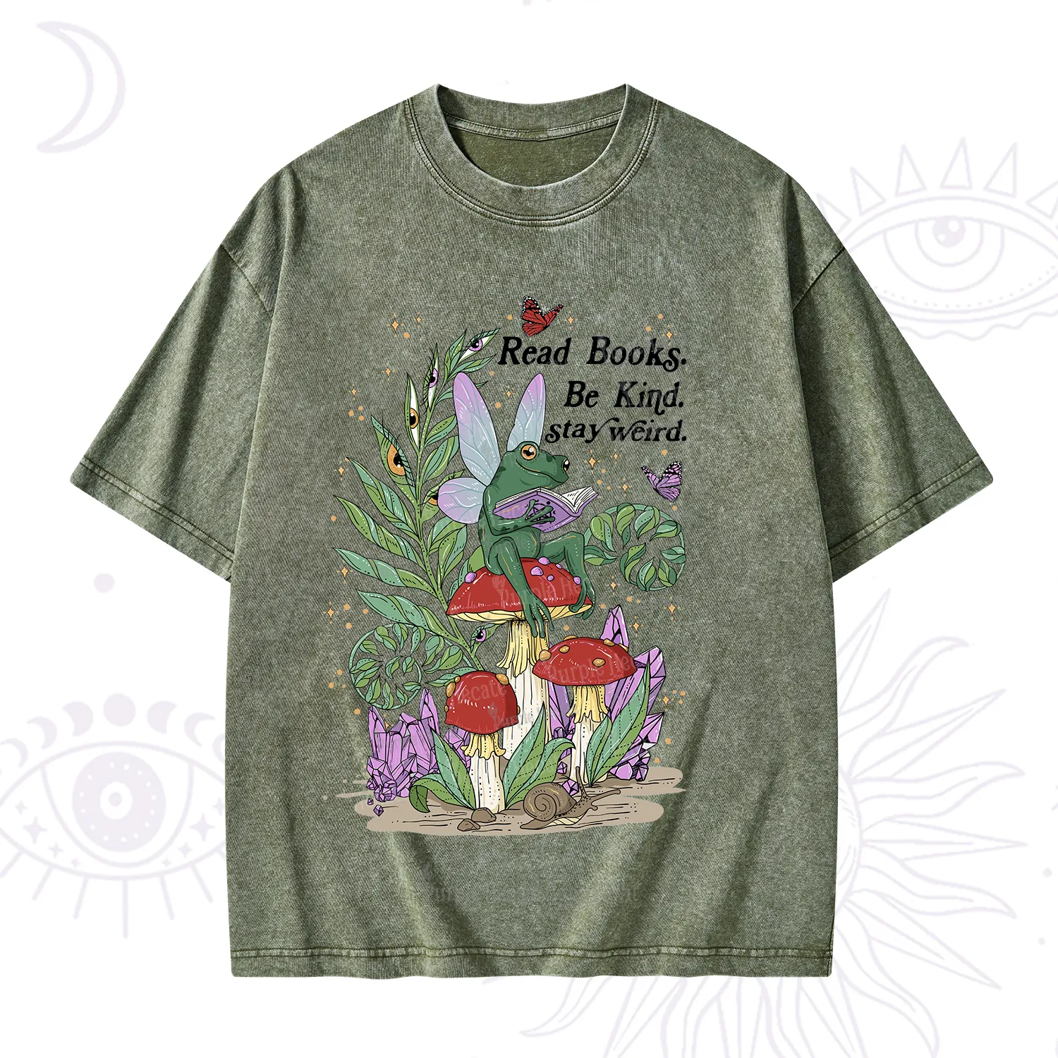 Purplehecate Read Books Be Kind Stay Weird Washed T-Shirt
