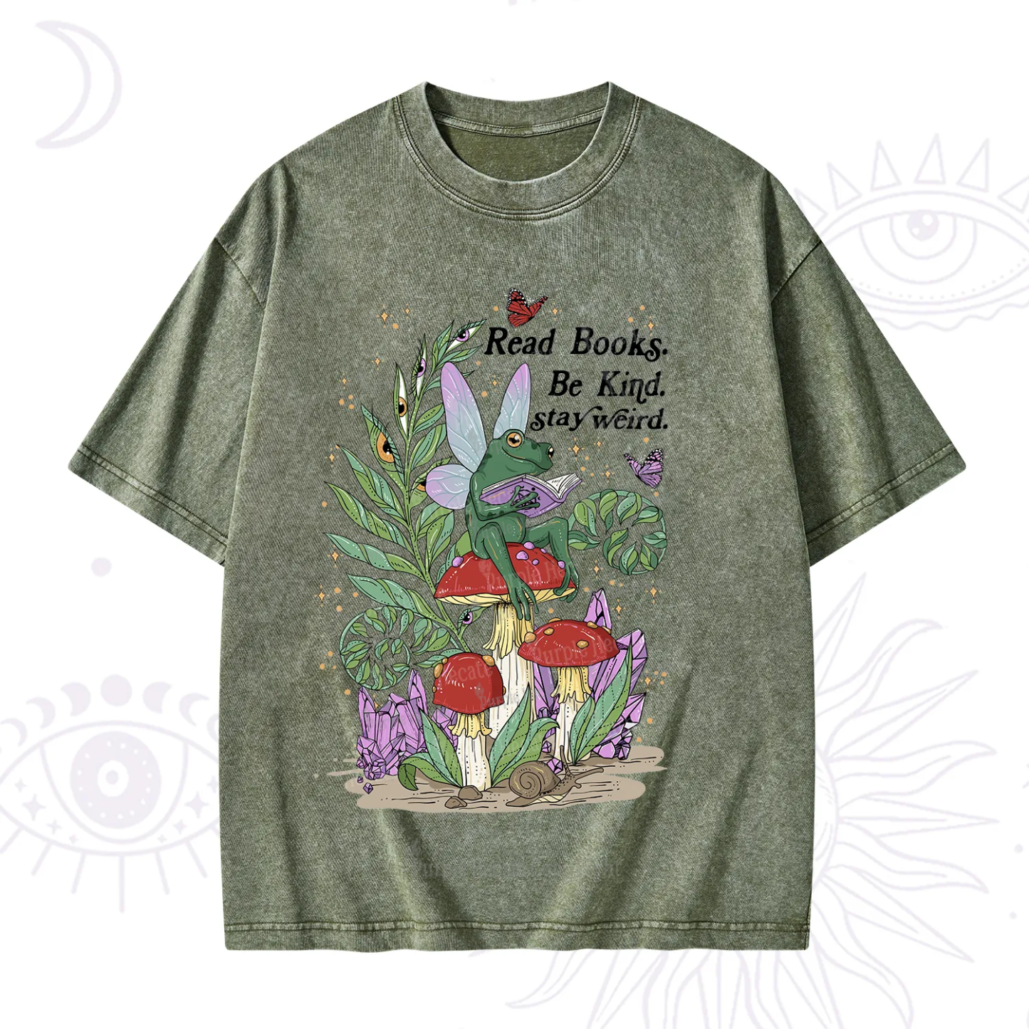 Purplehecate Read Books Be Kind Stay Weird Washed T-Shirt
