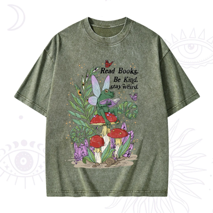 Purplehecate Read Books Be Kind Stay Weird Washed T-Shirt
