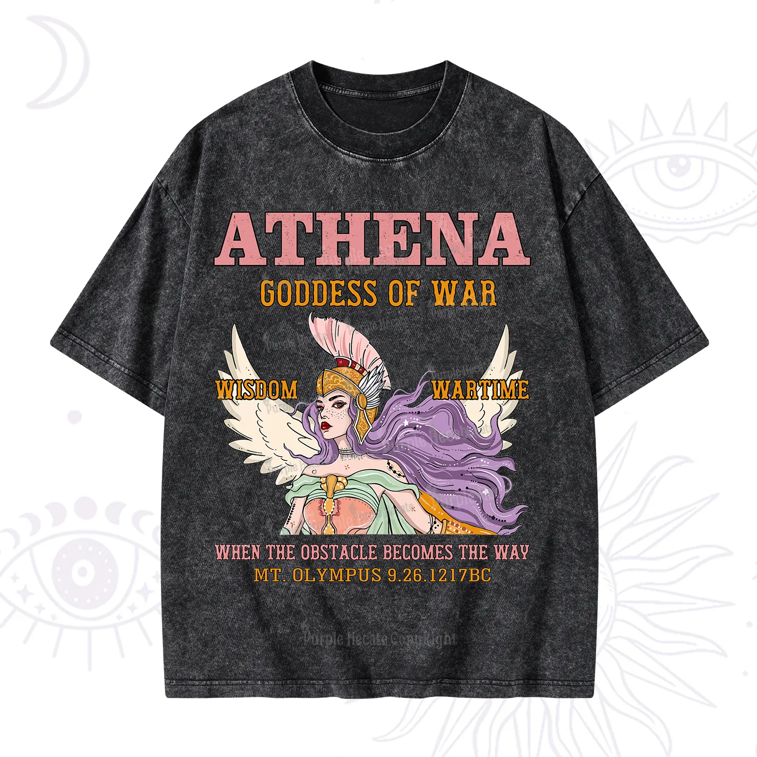 Purplehecate Wise War Goddess Athena Washed T-Shirt