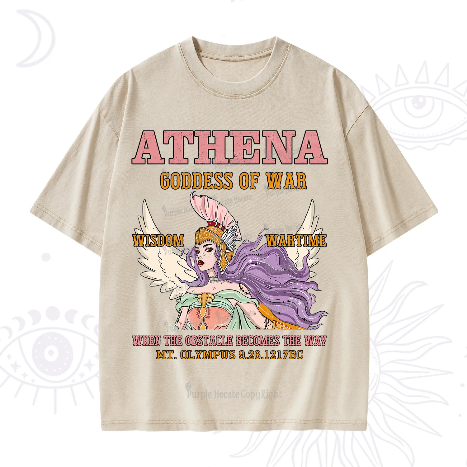 Purplehecate Wise War Goddess Athena Washed T-Shirt