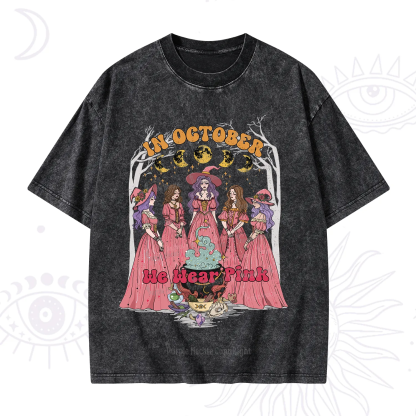 Purplehecate In October We Wear Pink Halloween Washed T-Shirt