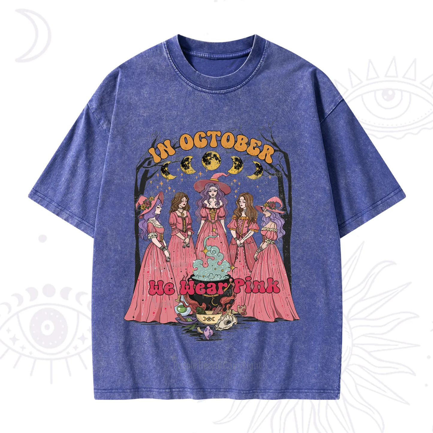 Purplehecate In October We Wear Pink Halloween Washed T-Shirt